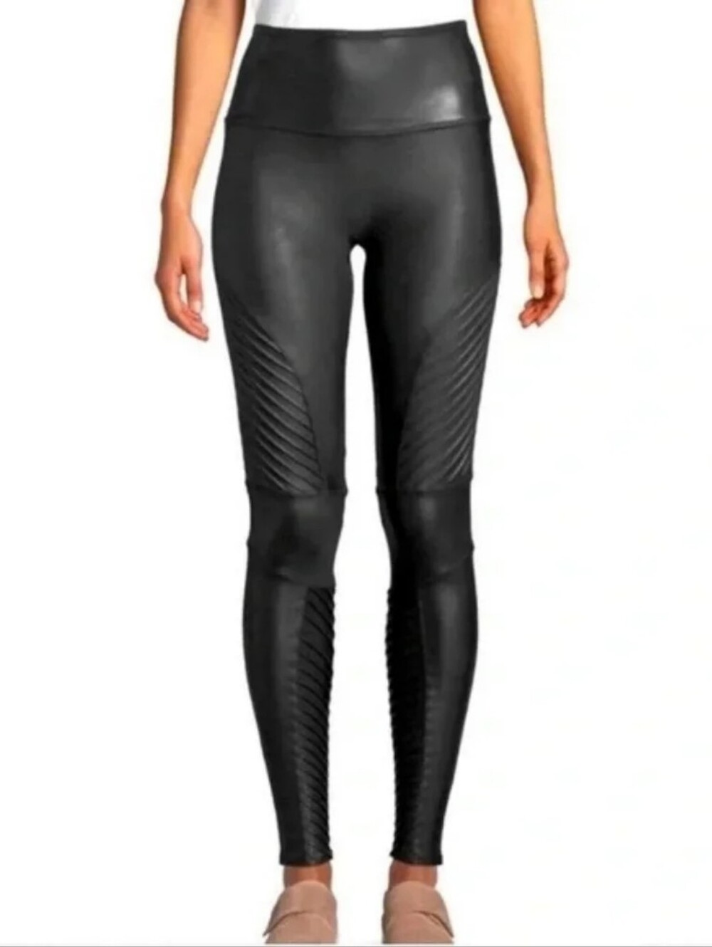 Spanx Faux Leather Moto Leggings Black Size Medium